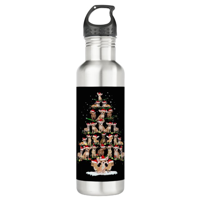 Bouteille D'eau Chihuahua Christmas Tree Funny Tee Xmas Chihuahua  (Devant)