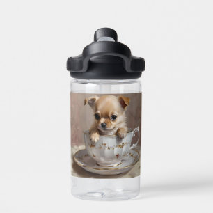 Bouteille D'eau Chihuahua Puppy Dans Une Peinture À Huile De Teint