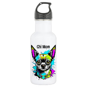 Bouteille D'eau Chihuahua style Cyberpunk Art Chi Mom