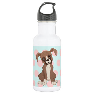 Bouteille D'eau Chiot en boîte sur Pois roses