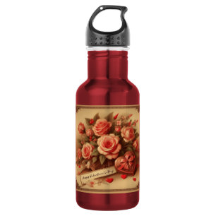 Bouteille D'eau Chocolats et fleurs vintage de la Saint-Valentin
