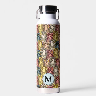 Bouteille D'eau Chouette boho colorée Motif et monogramme