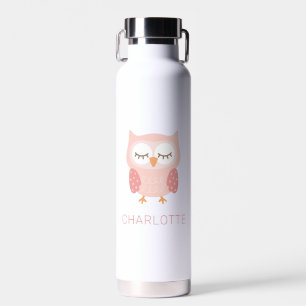Bouteille D'eau Chouette rose, mignonne fille customisée lunatique
