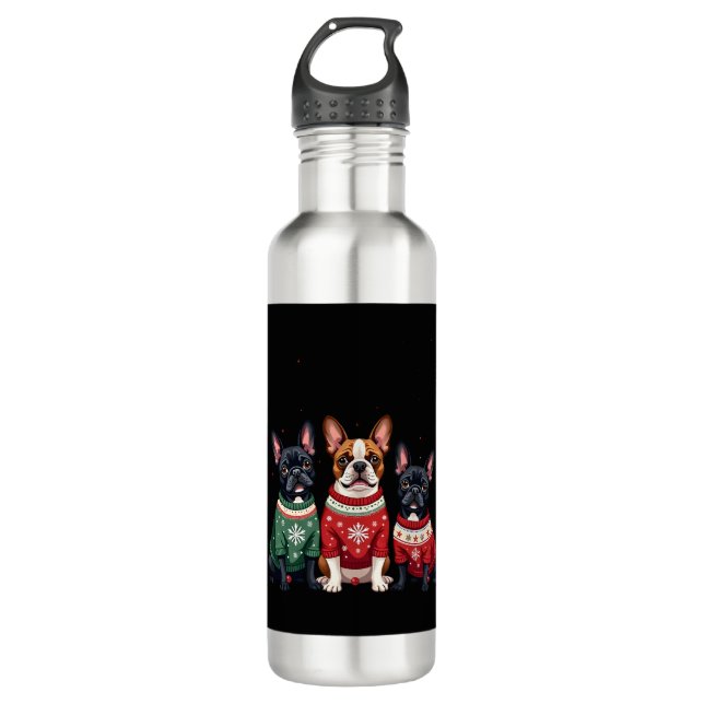 Bouteille D'eau Christmas French Bulldogs Xmas Frenchie Dog 4 (Devant)