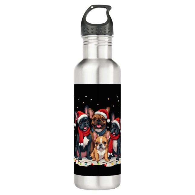 Bouteille D'eau Christmas Lights French Bulldogs Xmas Frenchie Dog (Devant)