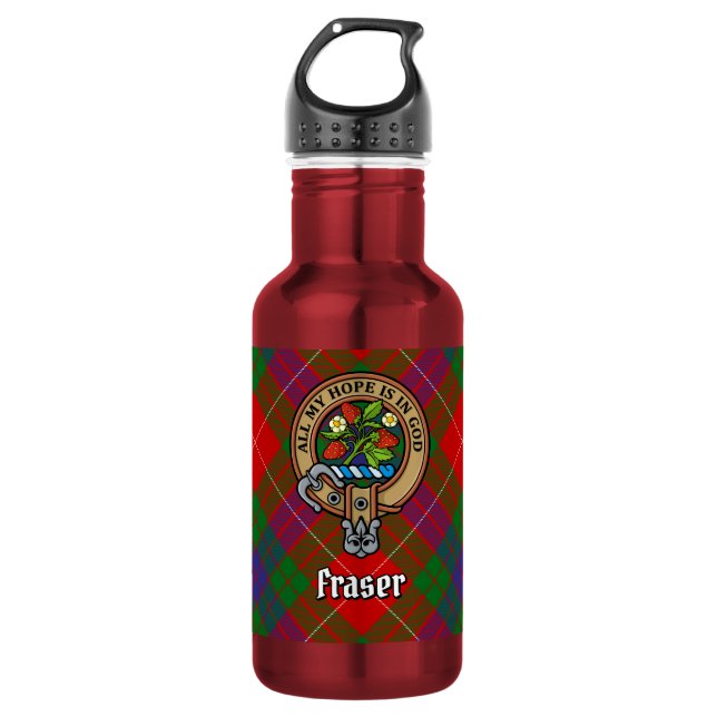 Bouteille D'eau Cimier du clan Fraser sur tartan (Devant)