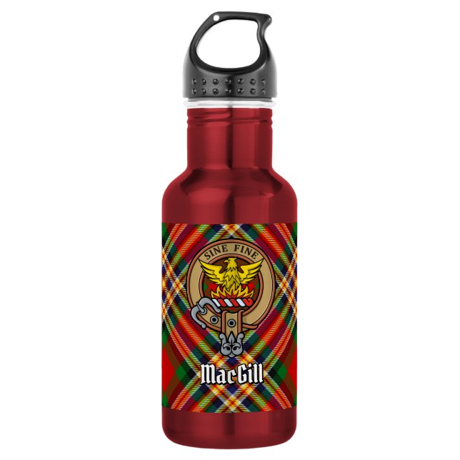 Bouteille D'eau Cimier du clan MacGill sur tartan (Devant)