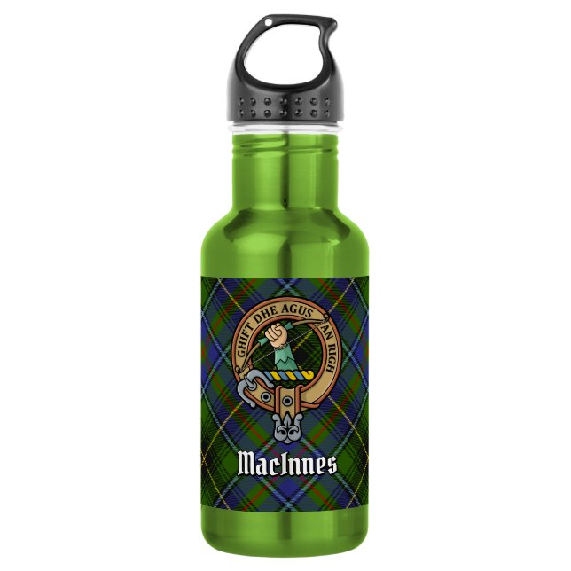 Bouteille D'eau Cimier du clan MacInnes sur tartan (Devant)