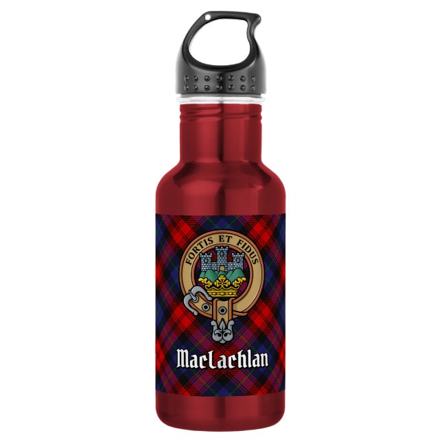Bouteille D'eau Cimier du clan MacLachlan sur tartan (Devant)