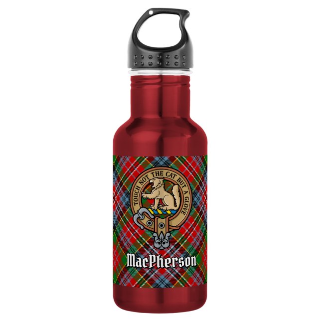 Bouteille D'eau Cimier du clan MacPherson sur tartan (Devant)