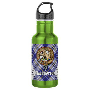 Bouteille D'eau Cimier du clan MacPherson sur tartan bleu de robe