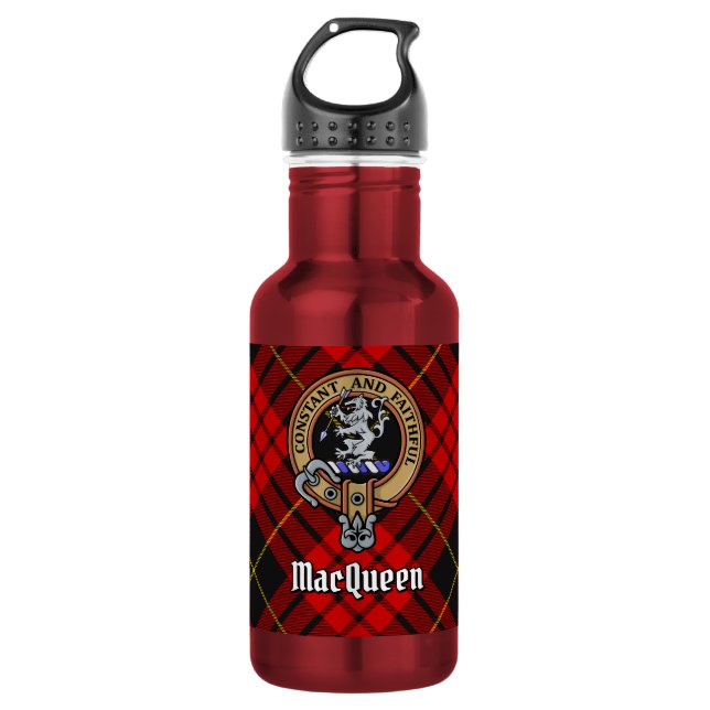 Bouteille D'eau Cimier du clan MacQueen sur tartan (Devant)