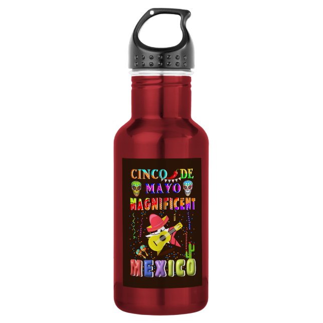 Bouteille D'eau Cinco de Mayo Magnifique Mexique (Devant)