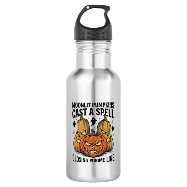 Bouteille D'eau Citation de citrouille d'Halloween Jack O Lantern  (Devant)