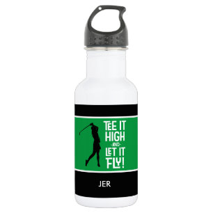 Bouteille D'eau Citation de golf drôle Tee Noir Vert 18 oz