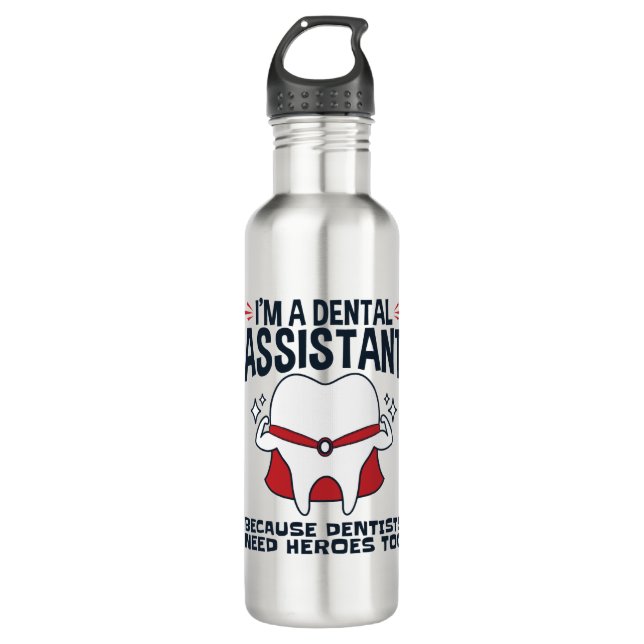 Bouteille D'eau Citation de l'assistante dentaire Funny Heroes (Devant)
