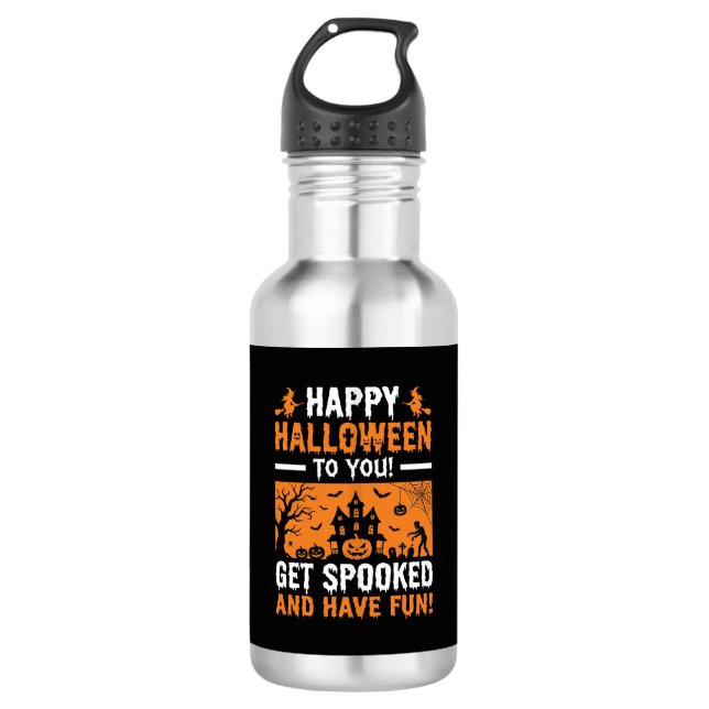 Bouteille D'eau Citation de maison hantée effrayante pour Hallowee (Devant)