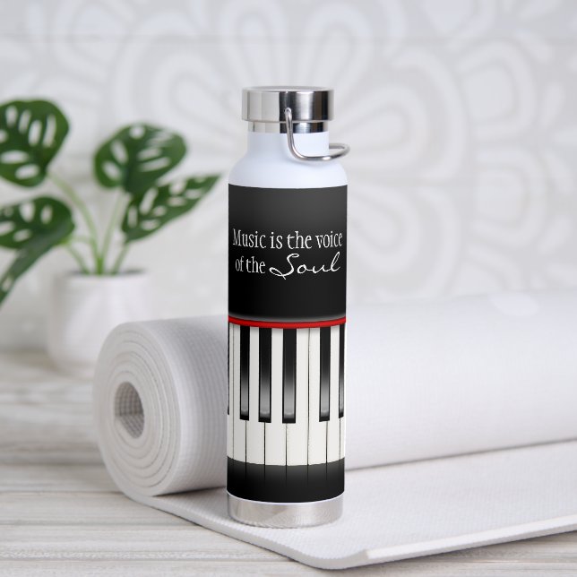 Bouteille D'eau Citation de musique sur clavier de piano (Yoga)
