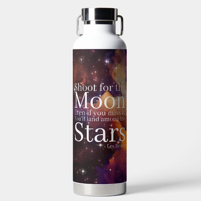 Bouteille D'eau Citation Inspirante de Nebula violette orange (Avant)