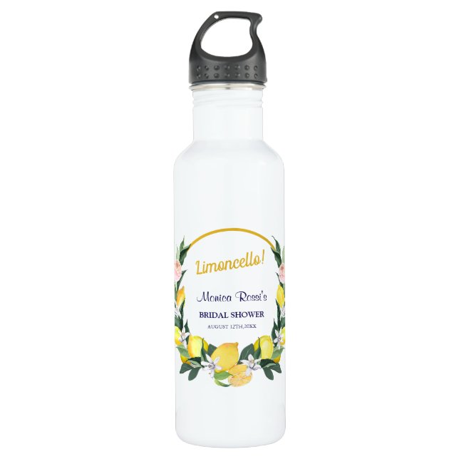 Bouteille D'eau Citron bleu Fête des mariées italienne Nom Cadeau (Devant)
