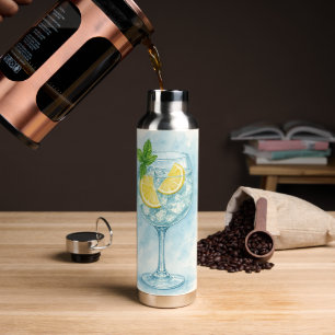 Bouteille D'eau Citron Menthe Gin & Tonic Aquarelle Eau en Acier I