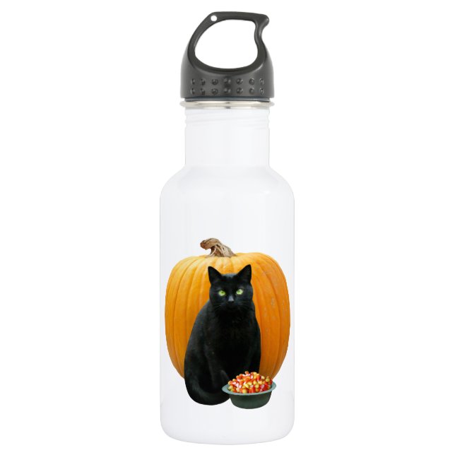 Bouteille D'eau Citrouille de chat noir (Devant)