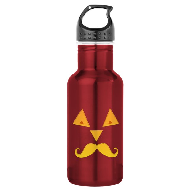 Bouteille D'eau Citrouille de la Moustache d'Halloween (Devant)