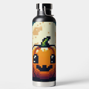 Bouteille D'eau citrouille Halloween 8 bits sous la lune