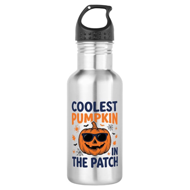 Bouteille D'eau Citrouille la plus cool du patch Halloween Shirt_1 (Devant)