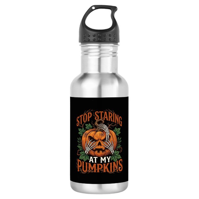 Bouteille D'eau Citrouilles Regard Fixe Halloween Mains de Squelet (Devant)