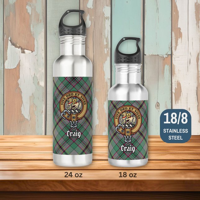 Bouteille D'eau Clan Craig Crest sur Tartan (Créateur téléchargé)