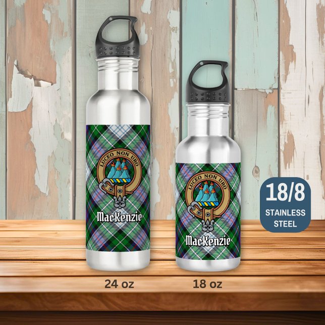 Bouteille D'eau Clan MacKenzie Crest sur Tartan de robe (Créateur téléchargé)