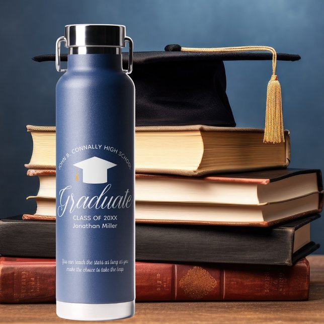 Bouteille D'eau Classe de graduation bleue personnalisée de 2025 K (Créateur téléchargé)