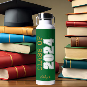 Bouteille D'eau Classe d'or vert de 2024 Graduation personnalisée