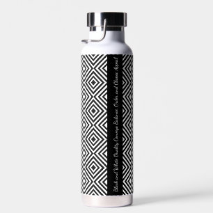 Bouteille D'eau Classic Carreaux noirs blancs Motif Tagline