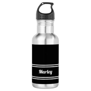 Bouteille D'eau Classique Nom Minimaliste Noir & Blanc Mignon