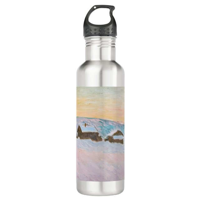 Bouteille D'eau Claude Monet - Norvège Paysage, Maisons Bleues (Devant)