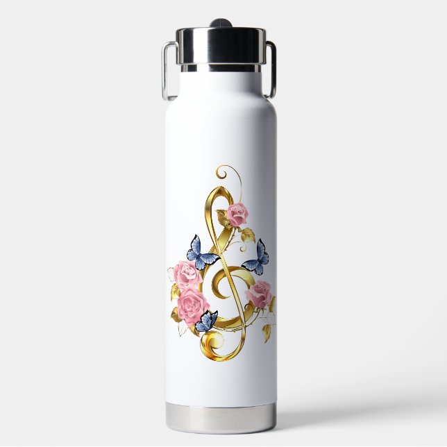 Bouteille D'eau Clé de fer avec roses roses roses (Salle de sport)