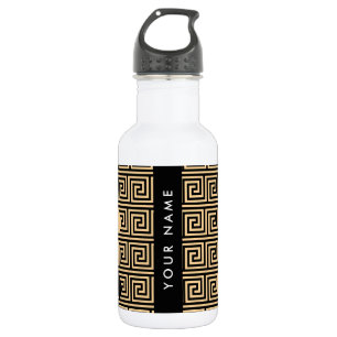 Bouteille D'eau Clé Méandre Grec Brun, Votre Nom, Personnaliser