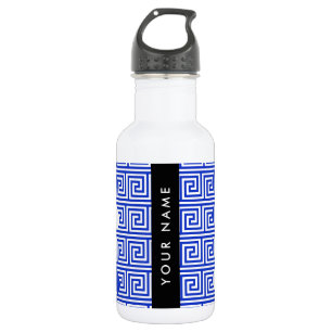 Bouteille D'eau Clé Méandre Grecque Bleue, Votre Nom, Personnalise