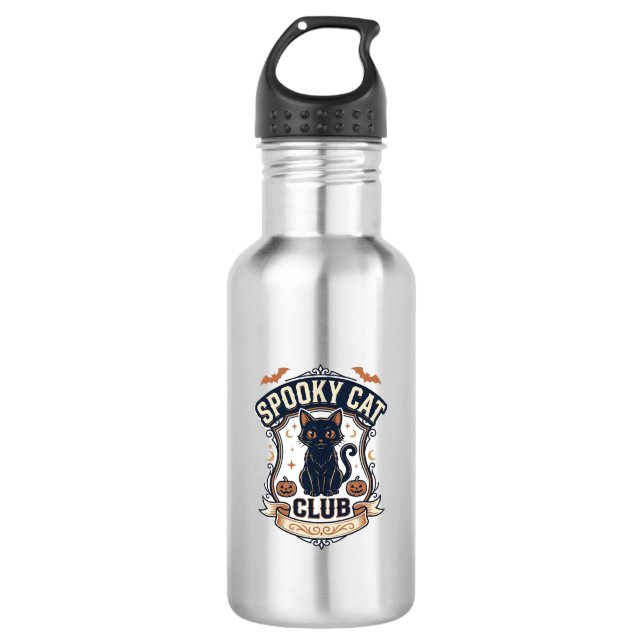 Bouteille D'eau Club de chat effrayant Chat Halloween Chat effraya (Devant)