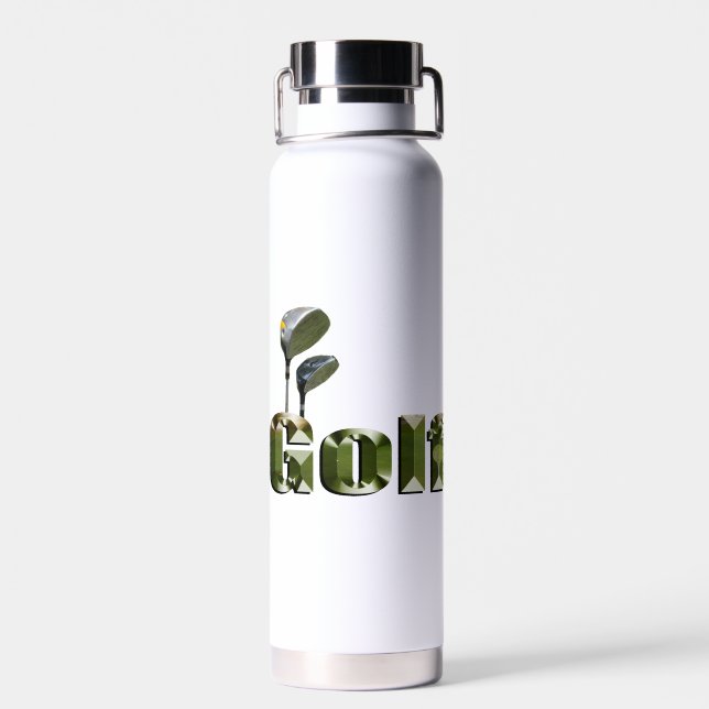 Bouteille D'eau Clubs De Golf Dimensionnels Et Nom, (Arrière)