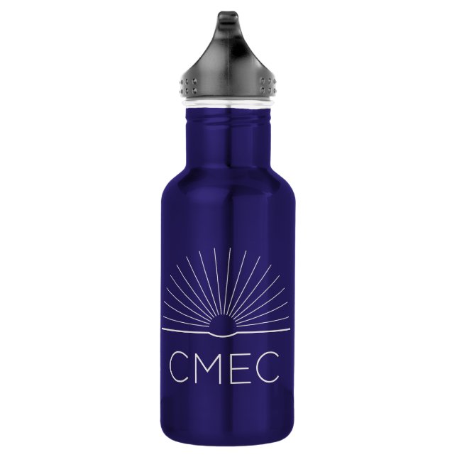 Bouteille d'eau CMEC - 18 oz, bleu avec logo blanc (Droite)