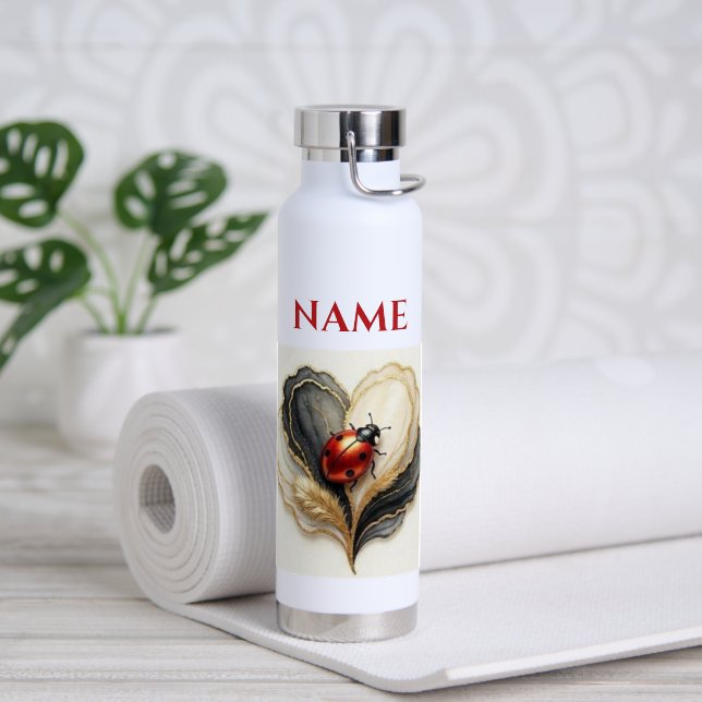 Bouteille D'eau Coccinelle Cocardière Feuille de cœur  (Yoga (pivoté))