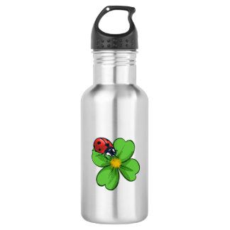 Bouteille D'eau Coccinelles et feuilles vertes Illustration de la 