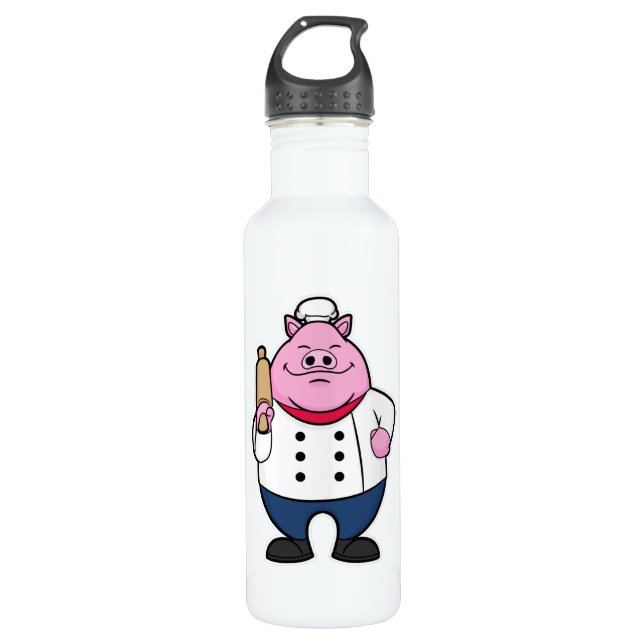 Bouteille D'eau Cochon comme cuisson avec broche à rouleaux (Devant)