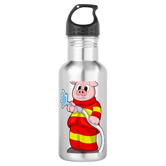 Bouteille D'eau Cochon comme pompier avec tuyau (Devant)