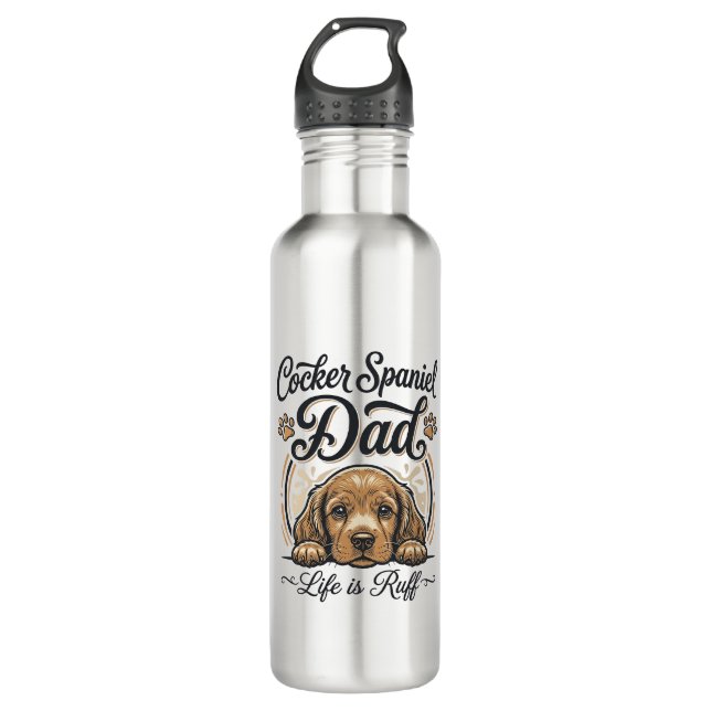 Bouteille D'eau Cocker Spaniel Dad Life Is Ruff Vintage Dog Shirt_ (Devant)
