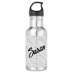 Bouteille D'eau Code binaire bandes blanches noires