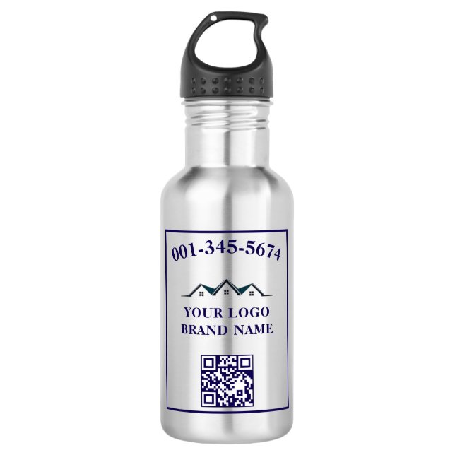 Bouteille D'eau Code QR de l'enseigne commerciale de la marque Pro (Devant)